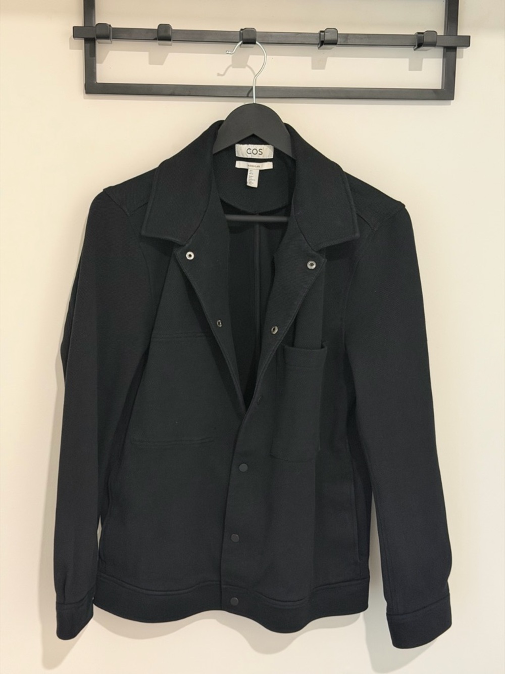 COS Black Button-Front Lightweight Knit Jacket